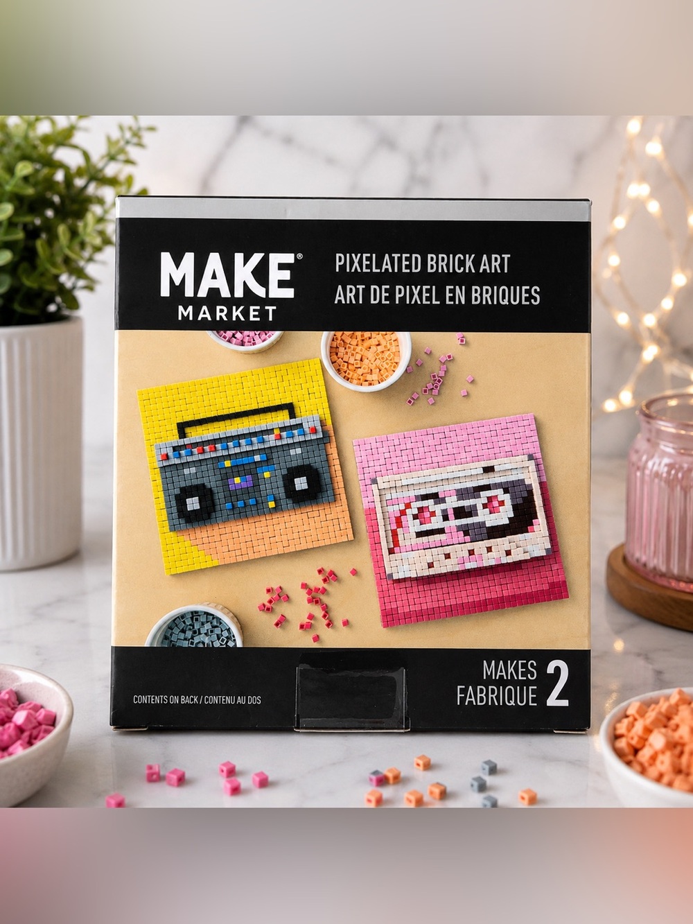 NEW Make Market Pixelated Brick Art Kit Retro Boombox Cassette 🎵